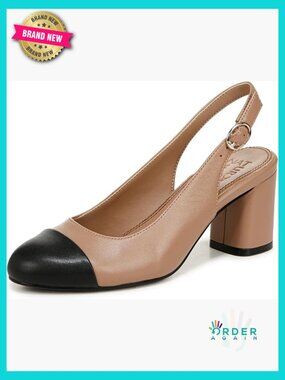 Cap Toe Slingback Pump Comfortable Block Heel 2.5 Inch Heel Wedge Guest Shoes